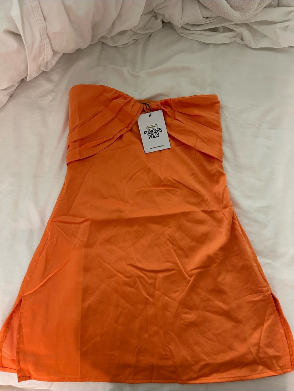 Princess Polly Bright Orange Strapless Mini Dress( never worn)